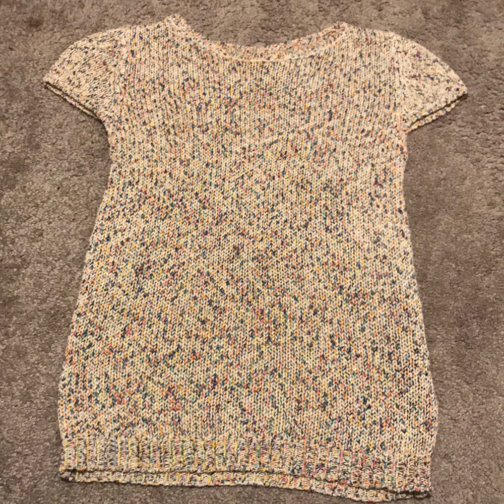 Open back knit pastel multi colored sweater shirt